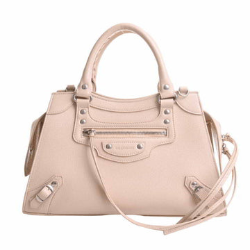 BALENCIAGA Leather Neoclassical City Handbag Beige