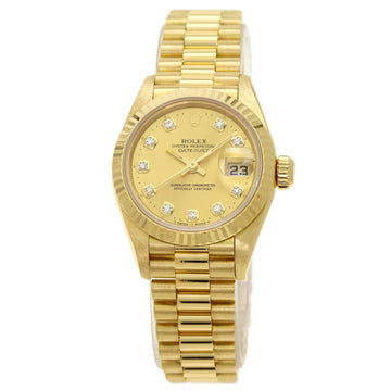 Rolex 69178G Datejust 10P Diamond Watch K18 Yellow Gold/K18YG Women's
