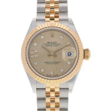 Rolex Datejust 9P/IX Diamond 279173G Women's YG/SS Watch Automatic Winding Champagne Dial