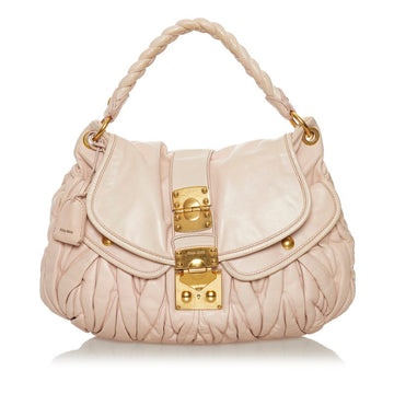 Miu Miu Miu Materasse Handbag RR1300 CIPRIA Pink Beige Leather Ladies MIUMIU