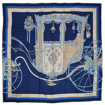 HERMES Carre 140 Carrejean Coupe de Gala COUPE DE GALA Marine/Natural/Ciel Scarf