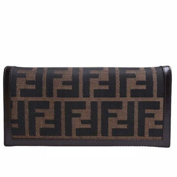 FENDI Canvas Zucca Bifold Long Wallet 2266 30851 Brown Women's