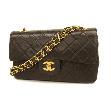 Chanel Matelasse W Flap W Chain Women's Shoulder Bag Black