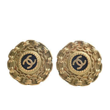 CHANEL Cocomark round earrings gold ladies