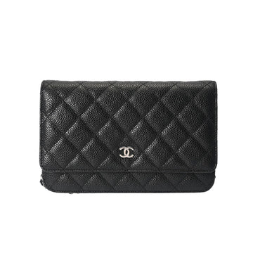 CHANEL Matelasse Chain Black A33814 Women's Caviar Skin Shoulder Bag