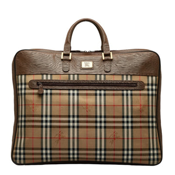 BURBERRY Nova Check Shadow Horse Tote Bag Garment Case Beige Brown Canvas Leather Men's