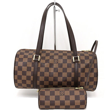 LOUIS VUITTON Papillon 30 Handbag Damier Ebene Mini Pouch N51303 Brown Gold Hardware