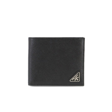 PRADA Saffiano folio wallet leather black 2MO738 silver metal fittings Wallet