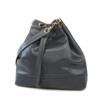Chanel Triple Coco Shoulder Bag Women's Caviar Leather Navy
