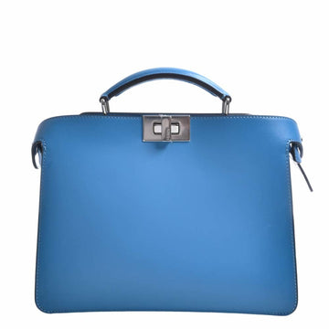 FENDI Leather Peekaboo Isee You Handbag 7VA530 Blue Ladies