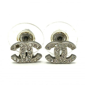 CHANEL Coco mark earrings silver