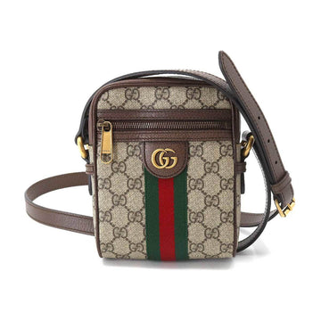 GUCCI Ophidia GG Supreme Small Shoulder Bag Leather Brown Beige 598127