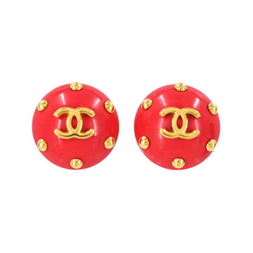 Chanel here mark studs earrings round type red gold 96C accessories vintage