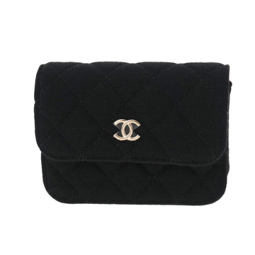 CHANEL Matelasse Chain Pouch Black Women's Jersey