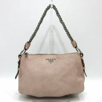 PRADA bag shoulder pink beige lame chain one ladies leather