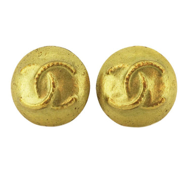 CHANEL earrings vintage here mark round shape circle GP plated gold 95P ladies