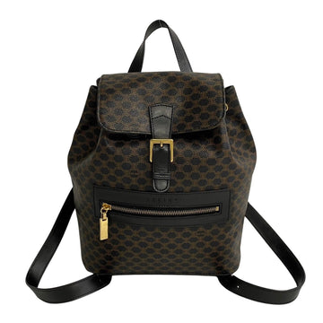CELINE Macadam Blason Leather Day Bag Rucksack Backpack Black Brown 24266