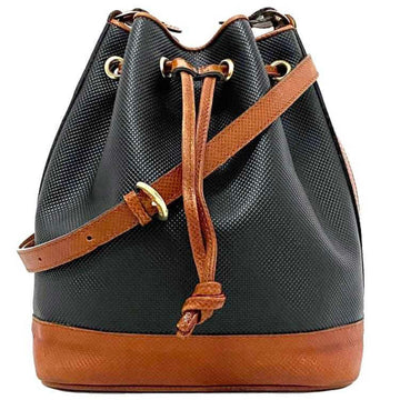 BOTTEGA VENETA Shoulder Bag Black Brown Marco Polo PVC Leather  Bucket