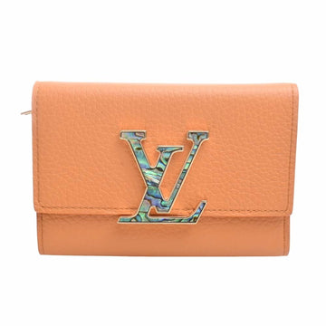 LOUIS VUITTON Taurillon Portefeuille Capucines Trifold Wallet M81669 Orange Ladies