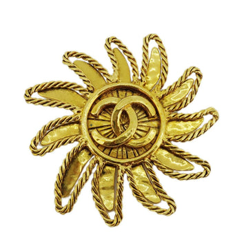 CHANEL Brooch Coco Mark Sun Motif GP Plated Gold 94A Ladies