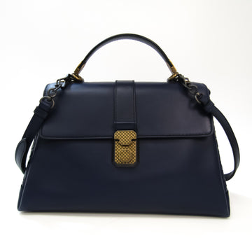 Bottega Veneta Intrecciato Women's Leather Handbag Navy