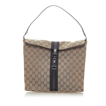 Gucci GG Canvas Jackie One Shoulder Bag Brown Beige Leather Ladies GUCCI