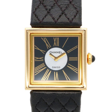 CHANEL mademoiselle wristwatch 18k gold K18 yellow quartz ladies