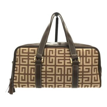 GIVENCHY Handbag Canvas Leather Logo Fringe Brown Women's Bag