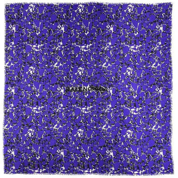 BALENCIAGA Stole Navy 508313 50% Wool Silk  Large Square Mosaic Camouflage Ladies