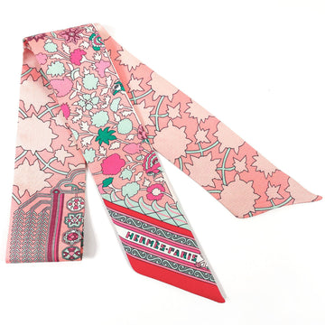 HERMES Tapis Persans Persian Carpet Twilly Scarf Silk  Ladies Pink