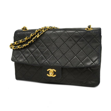 CHANEL Shoulder Bag Matelasse W Chain Lambskin Black Ladies