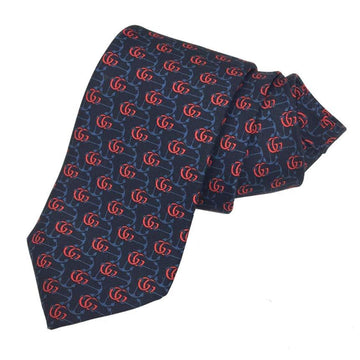 GUCCI GG anchor pattern necktie silk navy men's