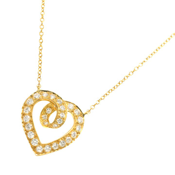 TIFFANY&Co. Heart Diamond Necklace 41cm K18 YG Yellow Gold 750