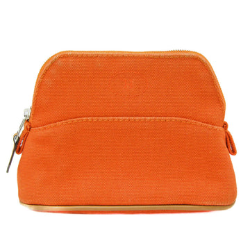 HERMES Bolide Mini Mini Women's Cotton,Leather Pouch Brown,Orange