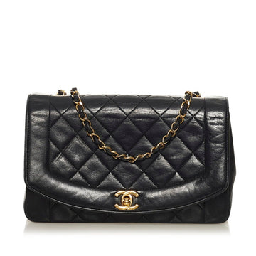 Chanel Matelasse Diana Chain Shoulder Bag Black Lambskin Ladies CHANEL