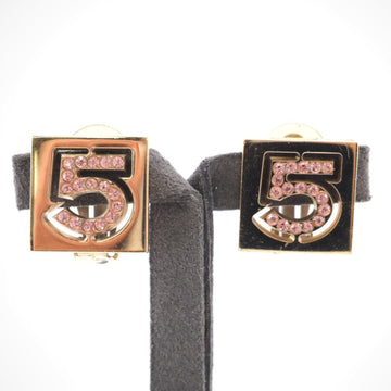 CHANEL No.5 Rhinestone Earrings Silver Women's