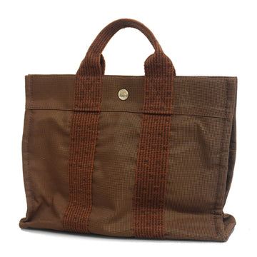 HERMESAuth  Her Line Yale Line PM Women's Nylon Canvas Tote Bag Brown