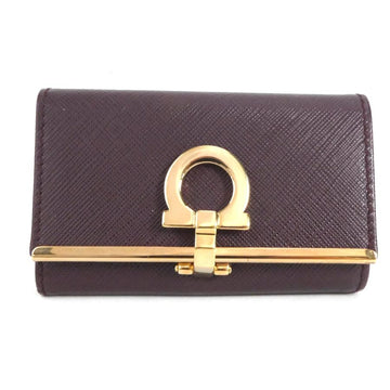 SALVATORE FERRAGAMO Key Case Gancini Leather Bordeaux Unisex