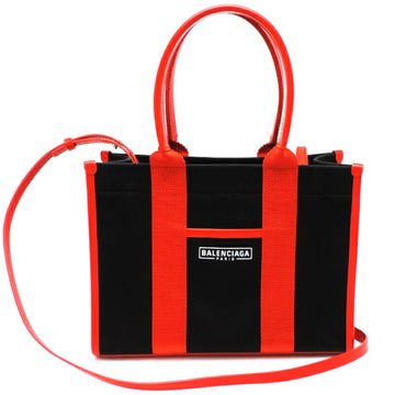 BALENCIAGA Hardware Small Tote Women's Handbag 671402 Canvas Black/Red