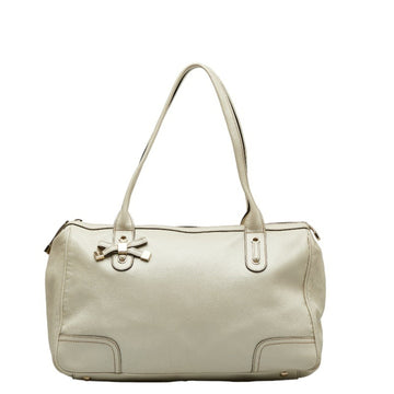 GUCCI Princey Ribbon Shoulder Bag Tote 177052 Ivory Leather Women's