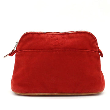 HERMES Bolide Pouch PM Canvas Leather Red