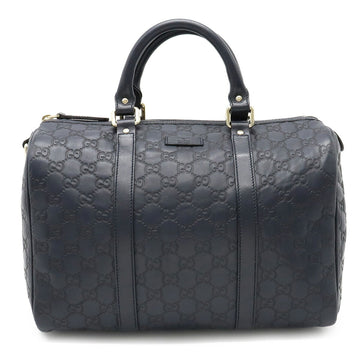 Gucci Shima Handbag Boston Bag Leather Navy Blue 265697