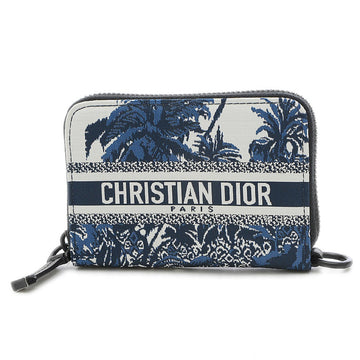 Christian Dior Dior Detachable Card Holder Wallet Nylon Navy/White S5493