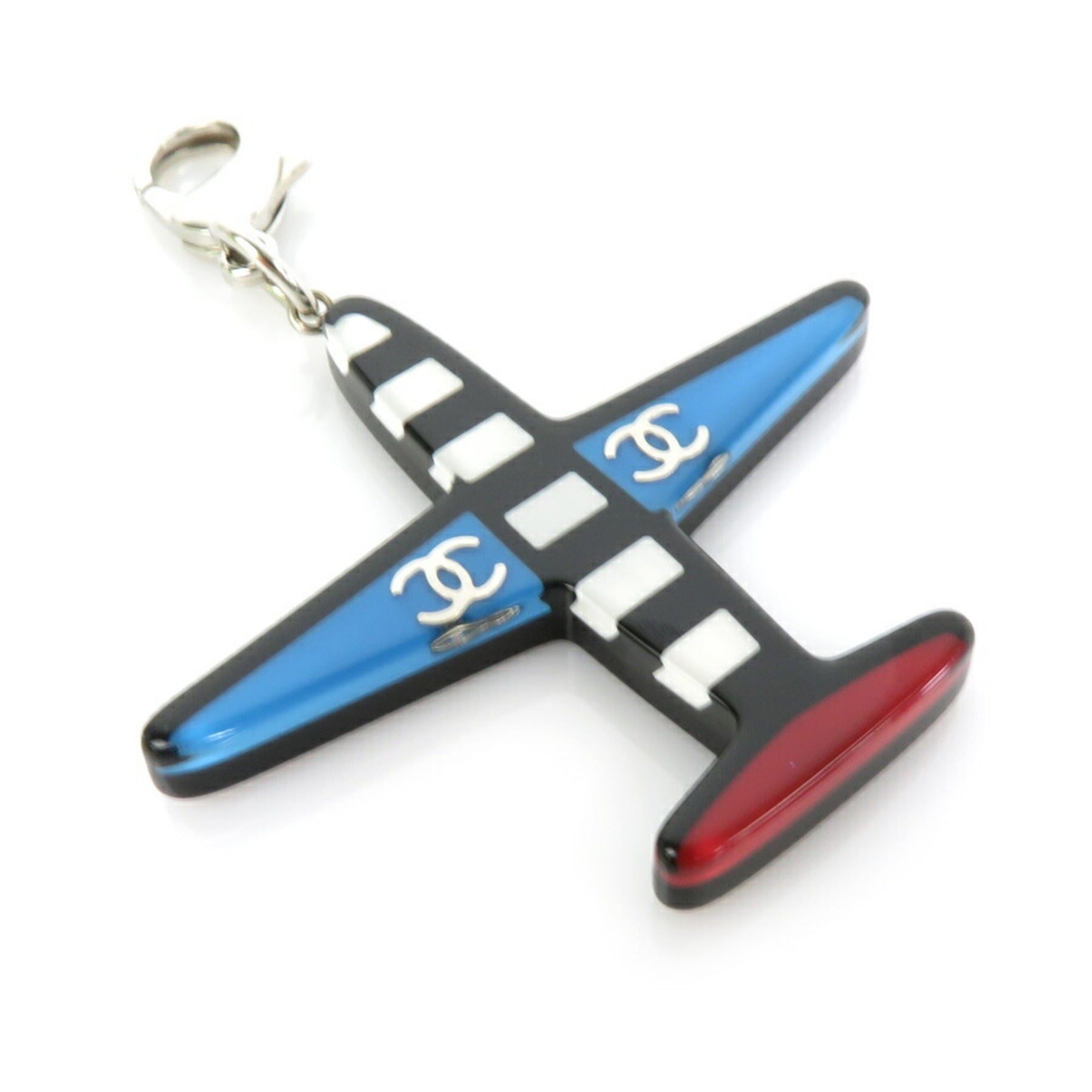 Chanel Multicolor Resin Silvertone Metal Airplane Necklace