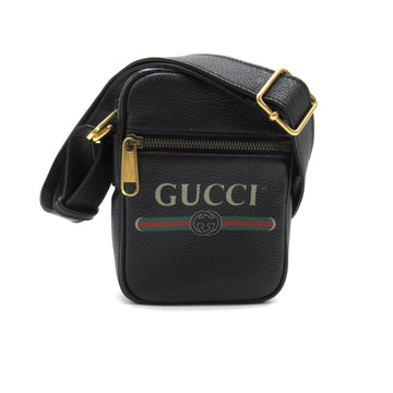 GUCCI vintage logo shoulder bag Black leather 574803