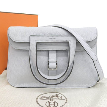 HERMES Alzan 25 Bag Taurillon Clemence Blue Pale U Stamp