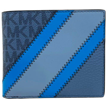 MICHAEL KORS Wallet Cooper Signature Billfold W Coin Pocket PVC Leather Blue 36R3LCOF3U  MK Bifold Outlet COOPER