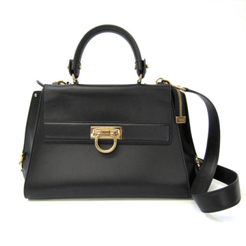 SALVATORE FERRAGAMO Gancini DY-21 0530 Women's Leather Handbag,Shoulder Bag Black