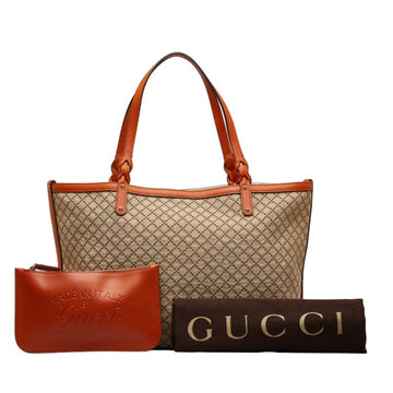 GUCCI Diamante Tote Bag Shoulder 247209 Beige Orange Canvas Leather Women's