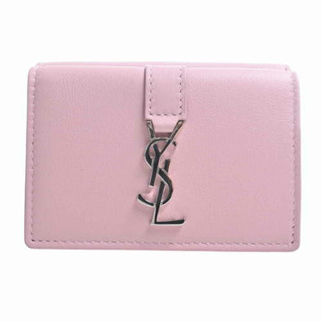 SAINT LAURENT Leather Tiny Trifold Wallet 459880 Pink Ladies